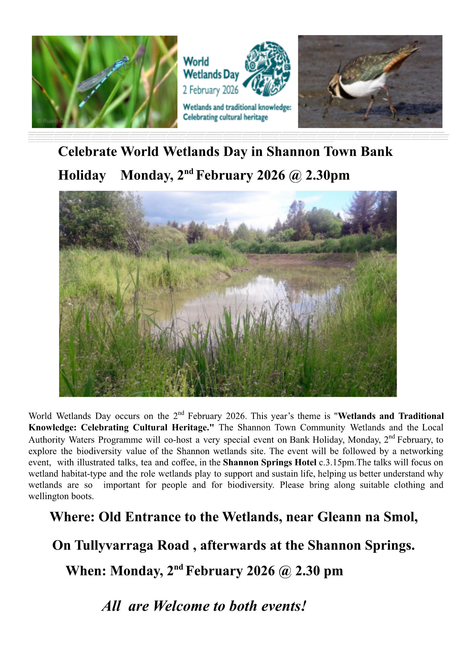 Co. Clare , 2 part event at Shannon Town Community Wetlands on World ...